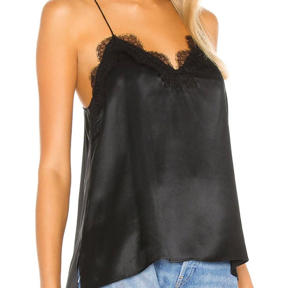 Cami NYC Satin Black Camisole with Lace
